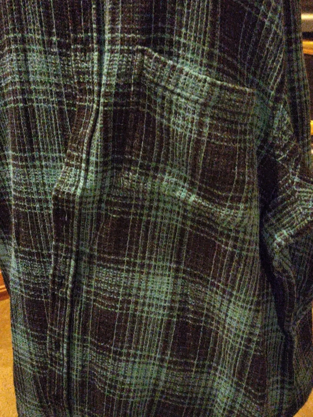 Men's Teal & Black Plaid Shirt Jacket - Picture 3 of 5